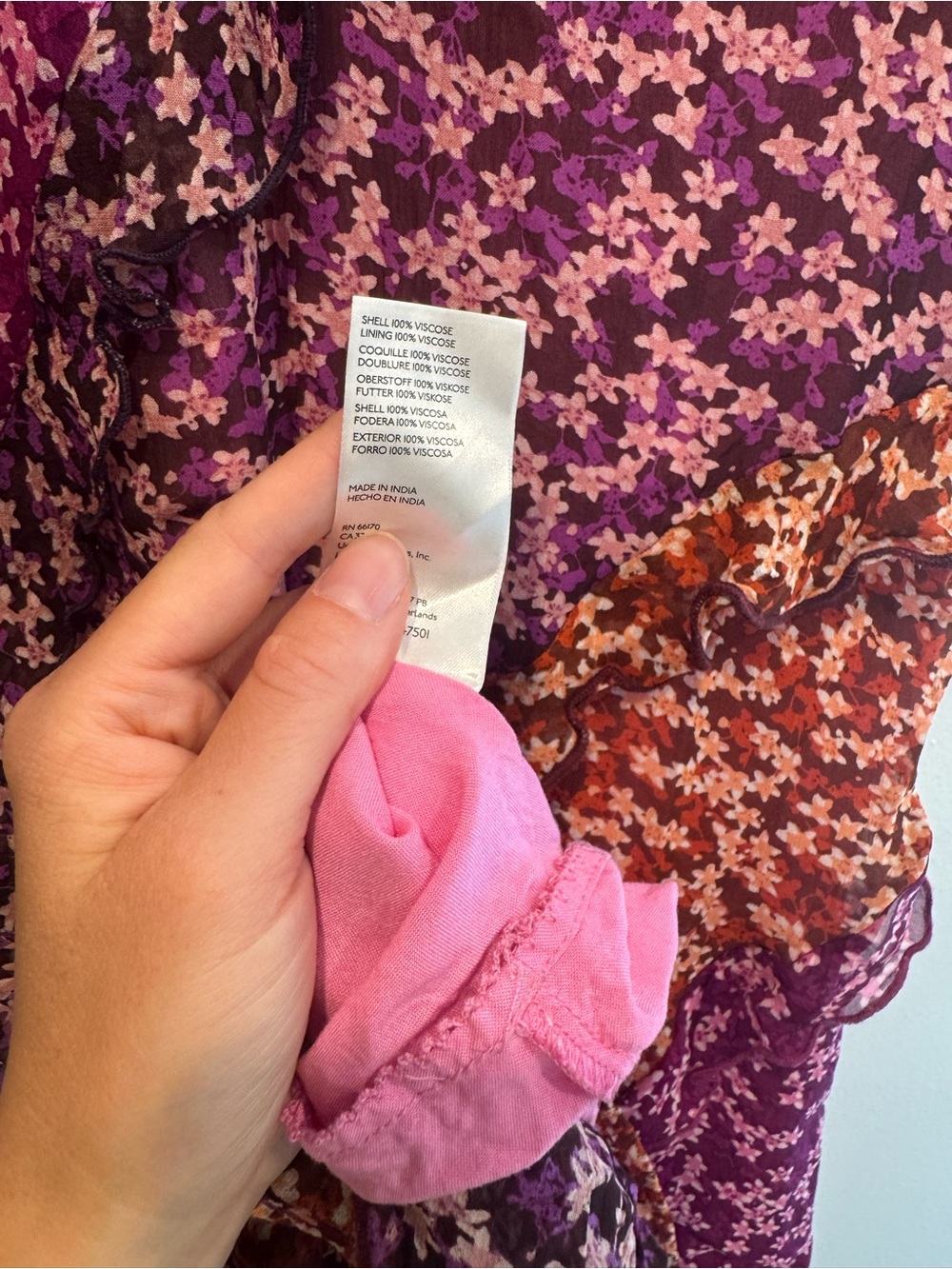 Anthropologie Floral Mini Dress in Magenta and Rust - Picture 8 of 8